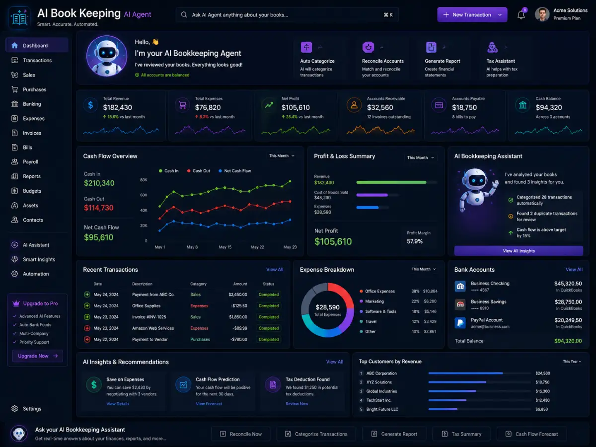 aibookkeeping.app AI bookkeeping assistant app — dashboard preview